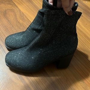 Primark black and silver sparkling boots